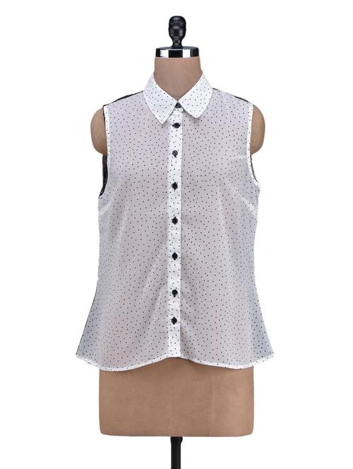 polka dots printed georgette top - 1131102 - Very Small Image - 1
