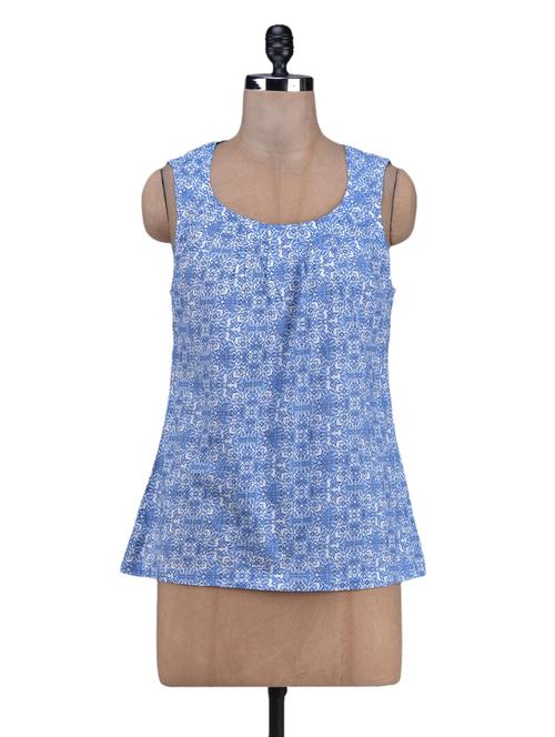 printed sleeveless cotton top - 1131107 - Very Small Image - 1