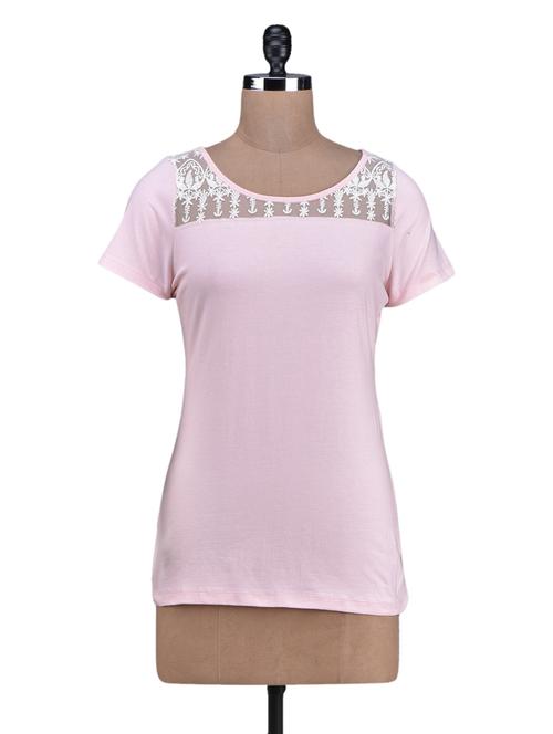 lace yoke plain cotton top - 1131162 - Very Small Image - 1