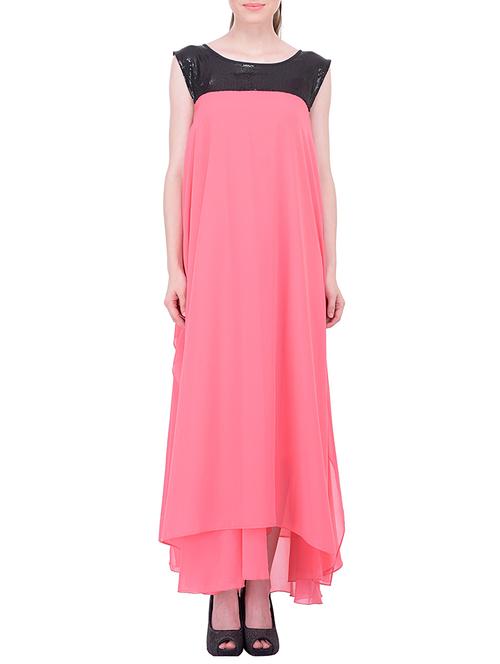 pink georgette maxi dress - 11311654 - Very Small Image - 1