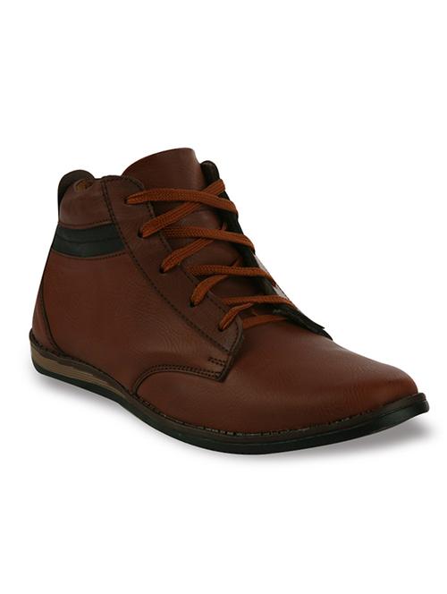 solid brown leatherette ankle boots - 11312262 - Very Small Image - 1