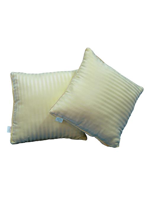 just linen pair of ready to use sateen lemon chiffon stripe small size cushions - 11317887 - Very Small Image - 1