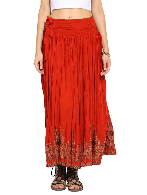 orange cotton flared skirt - 11323183 - Very Small Image - 1