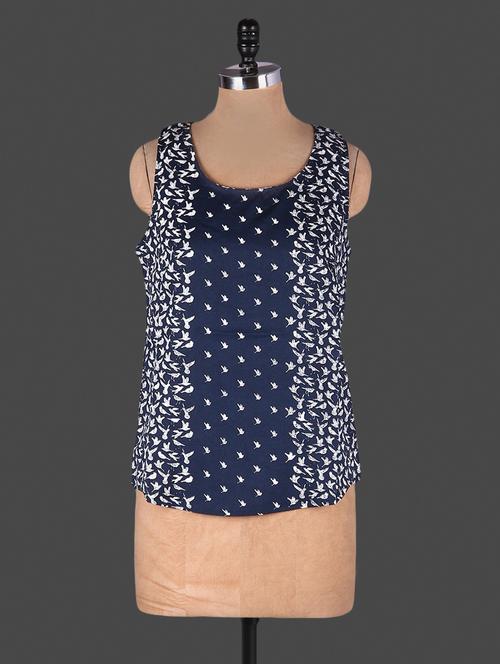 Blue printed sleeveless top - 1132320 - Very Small Image - 1