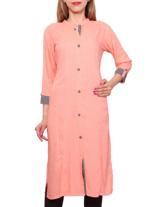 peach rayon kurta - 11323530 - Very Small Image - 1