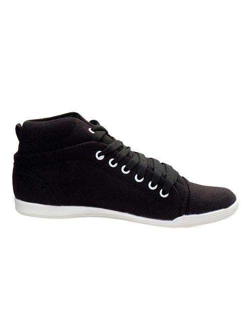 black faux leather laceup sneakers - 11323669 - Very Small Image - 1