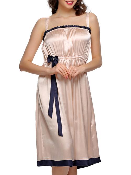 beige and navy blue satin babydoll - 11324268 - Very Small Image - 1