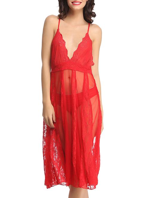 solid red crepe babydoll - 11324271 - Very Small Image - 1