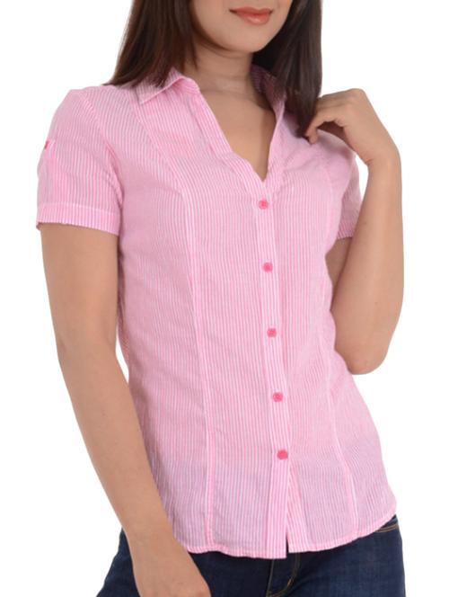 pink cotton regular shirt - 11326145 - Very Small Image - 1