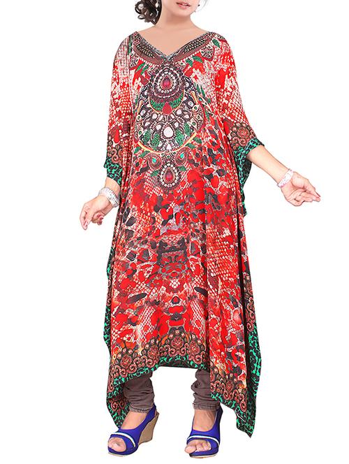 multi colored georgette printed kaftan - 11326411 - Very Small Image - 1