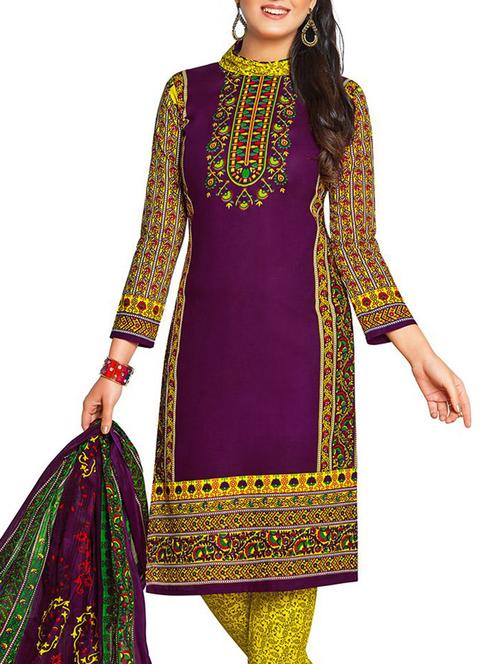 purple cotton dress material - 11331615 - Very Small Image - 1