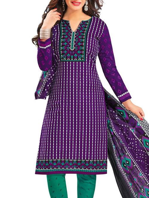 purple cotton dress material - 11331618 - Very Small Image - 1