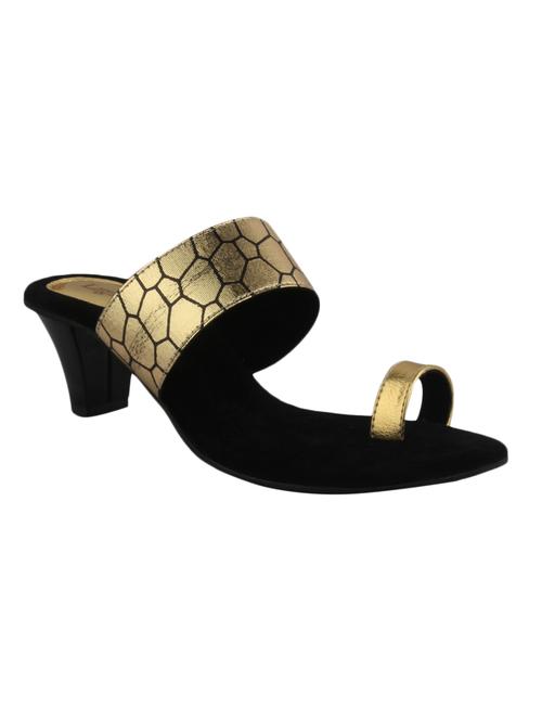 gold faux leather slip on sandals - 11333317 - Very Small Image - 1