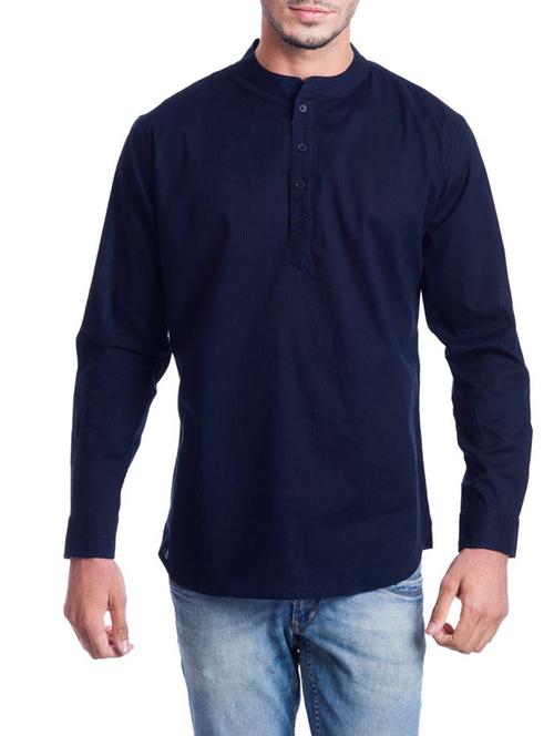 solid blue cotton kurta - 11333661 - Very Small Image - 1