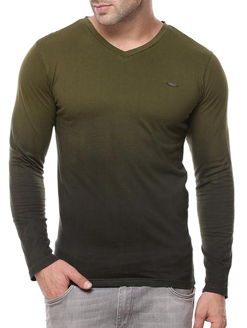 olive green cotton ombre t-shirt - 11334742 - Very Small Image - 1