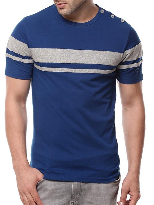 dark blue striped cotton t-shirt - 11334802 - Very Small Image - 1
