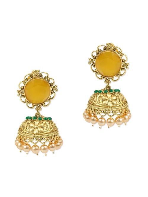 gold and yellow gold plated jhumkas - 11334833 - Very Small Image - 1