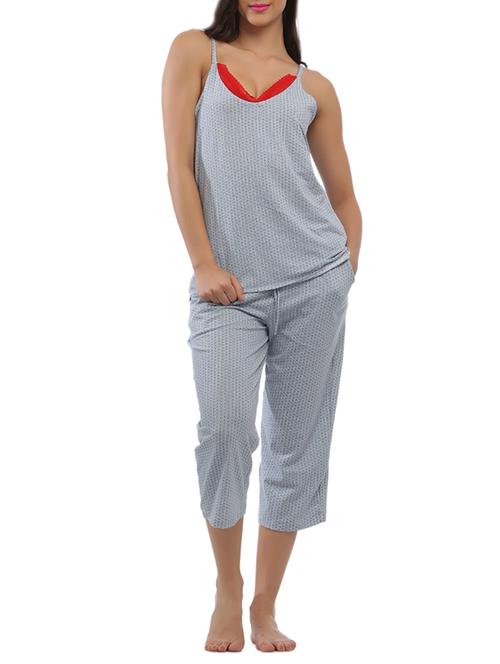 light blue printed cotton camisole - 11338506 - Very Small Image - 1
