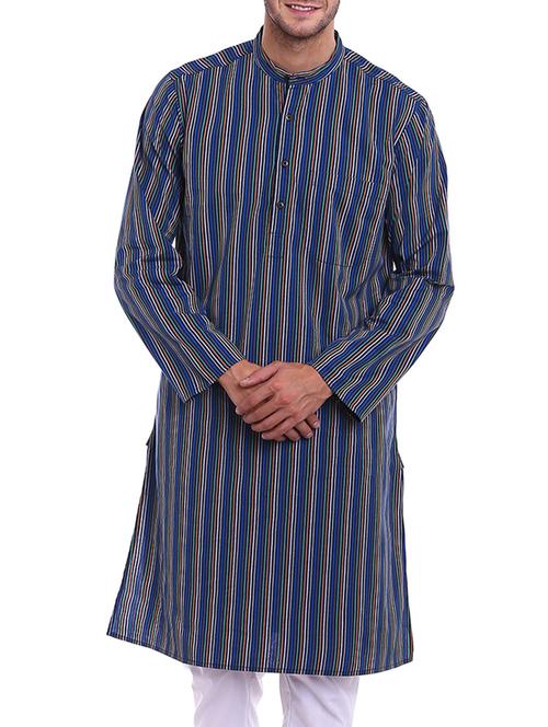 multicoloured striped cotton kurta - 11338582 - Very Small Image - 1