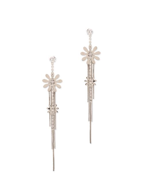 silver floral copper drop earrings - 11351086 - Very Small Image - 1