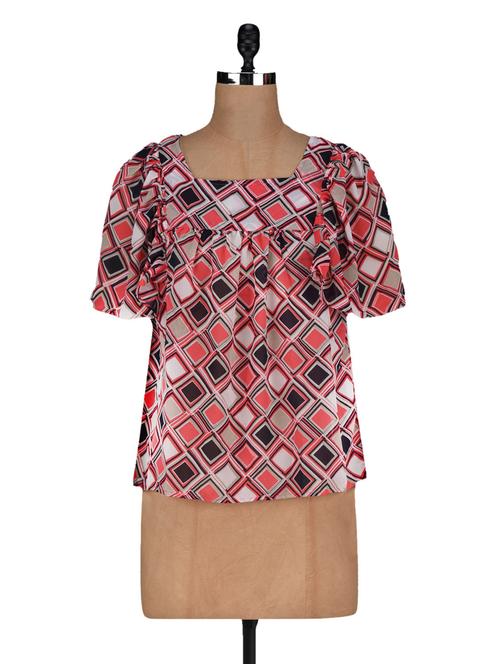 geometric printed polygeorgette top - 1135582 - Very Small Image - 1