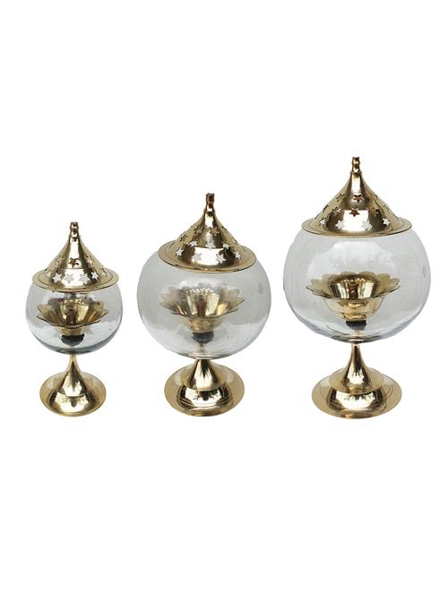 gold toned brass deepak - 11356679 - Very Small Image - 1