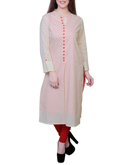 light orange cotton kurta - 11358441 - Very Small Image - 1