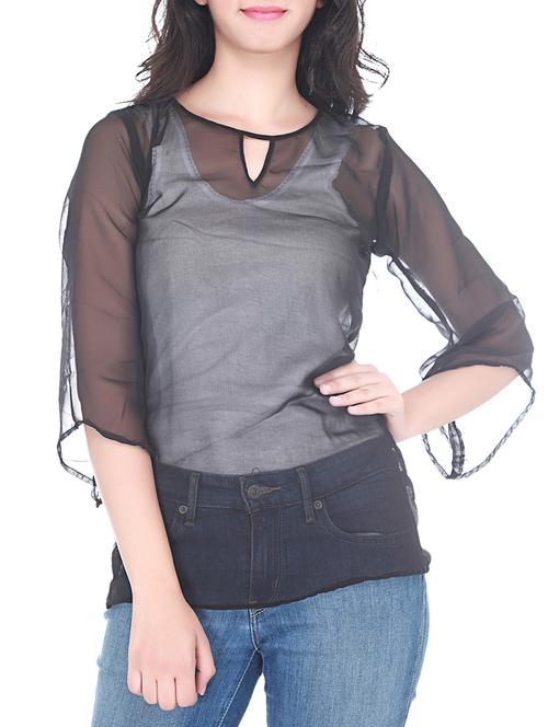 solid black georgette top - 11361573 - Very Small Image - 1