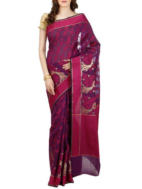multi colored jute silk saree with blouse - 11363032 - Very Small Image - 1