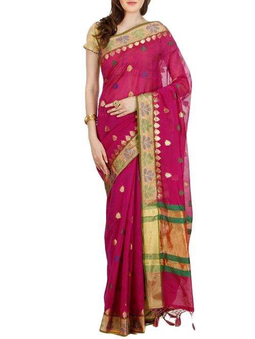 multi colored jute silk saree with blouse - 11363136 - Very Small Image - 1