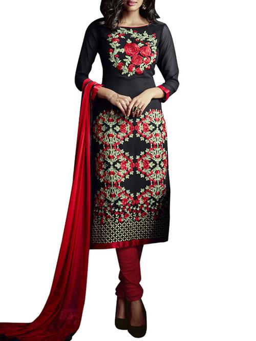 black georgette unstitched suit - 11363472 - Very Small Image - 1