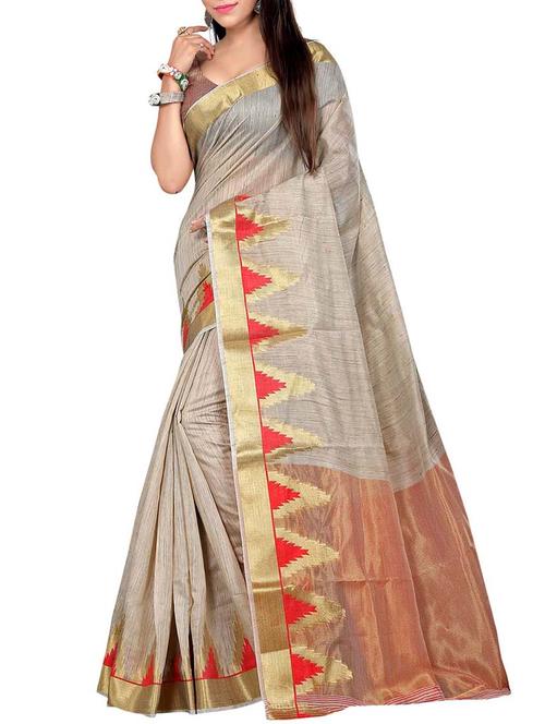 red art silk saree with blouse - 11365910 - Very Small Image - 1