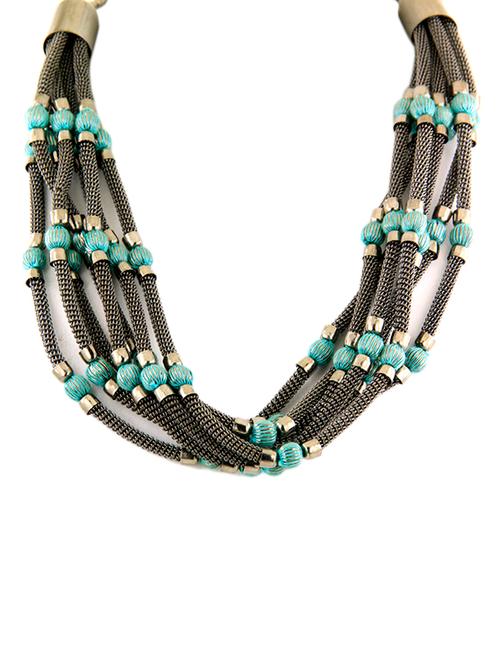 gold toned beaded metal necklace - 11366618 - Very Small Image - 1