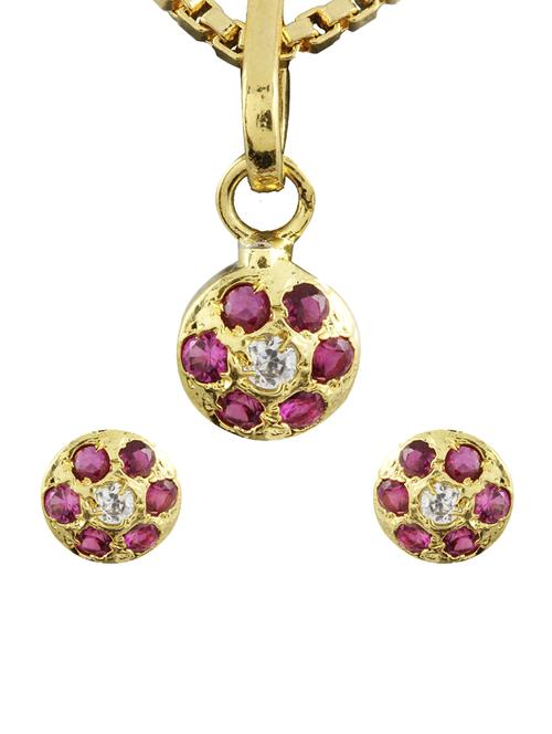 red gold plated pendant and earrings - 11366967 - Very Small Image - 1