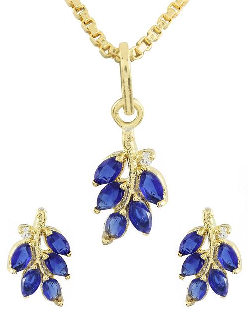 blue gold plated pendant and earrings - 11366973 - Very Small Image - 1