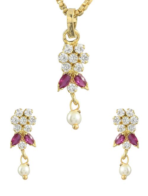 pink gold plated pendant and earrings - 11366998 - Very Small Image - 1