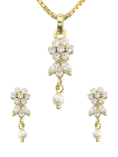 white gold plated pendant and earrings - 11367005 - Very Small Image - 1