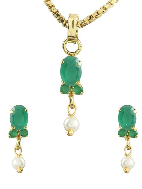 green gold plated pendant and earrings - 11367009 - Very Small Image - 1