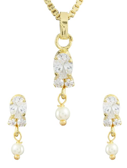white gold plated pendant and earrings - 11367014 - Very Small Image - 1