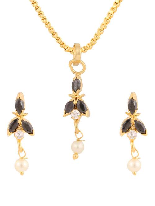 black gold plated pendant and earrings - 11367077 - Very Small Image - 1