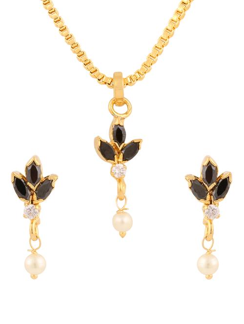 black gold plated pendant and earrings - 11367101 - Very Small Image - 1