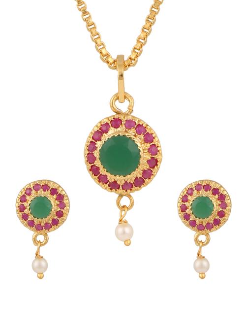 multi colored gold plated pendant and earrings - 11367128 - Very Small Image - 1