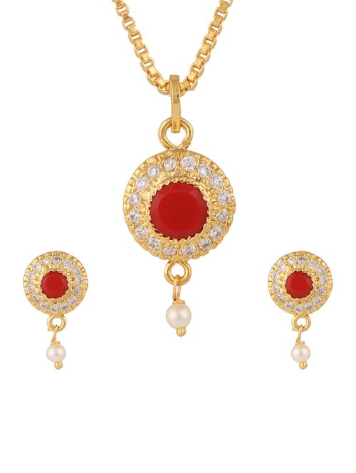 orange gold plated pendant and earrings - 11367134 - Very Small Image - 1