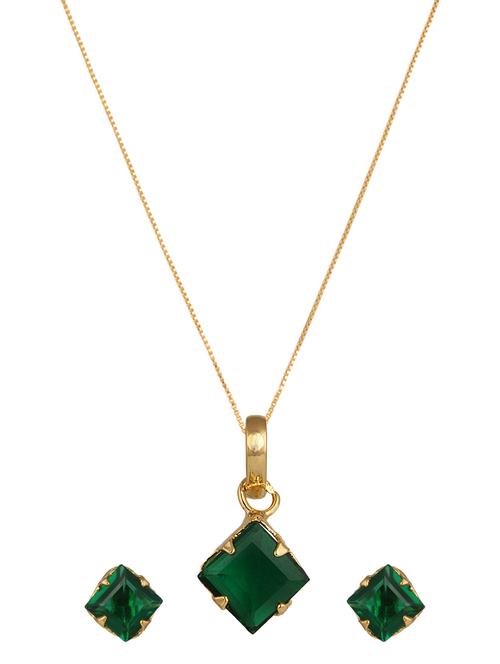 green gold plated pendant and earrings - 11367151 - Very Small Image - 1