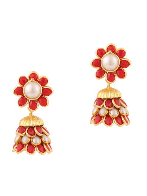 orange gold plated drop earring - 11368388 - Very Small Image - 1