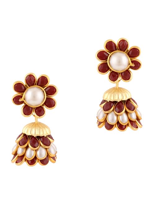 red gold plated drop earring - 11368390 - Very Small Image - 1