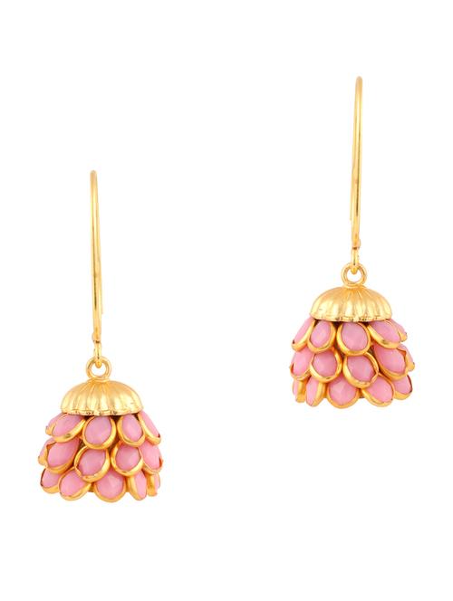 pink gold plated drop earring - 11368396 - Very Small Image - 1