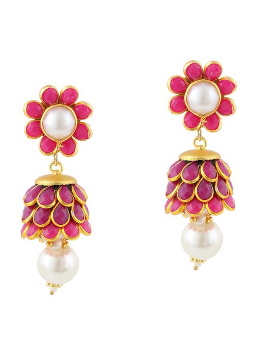 pink gold plated drop earring - 11368411 - Very Small Image - 1