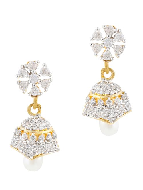 white gold plated jhumka earrings - 11368451 - Very Small Image - 1