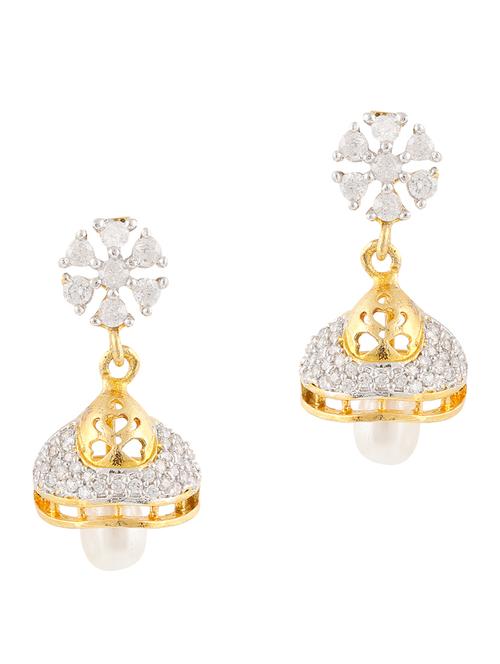 white gold plated jhumka earrings - 11368459 - Very Small Image - 1